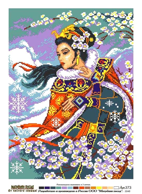 Рисунок на ткани «Восточный цветок» — картинка 2