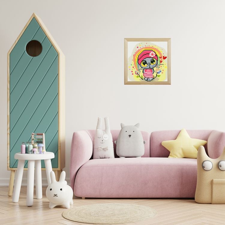 Алмазная вышивка «Котёнок в шапочке» — картинка 5