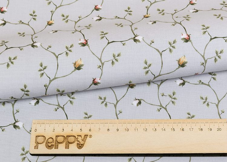 Ткань для пэчворка «ВЕРСАЛЬСКИЕ САДЫ», 50x55 см, 146 г/м2, 100% хлопок, цвет: ВС-04 серый, принт, Peppy — картинка 2