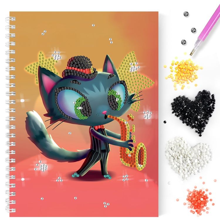 Алмазная мозаика - тетрадь «Кот-трубач» — картинка 4