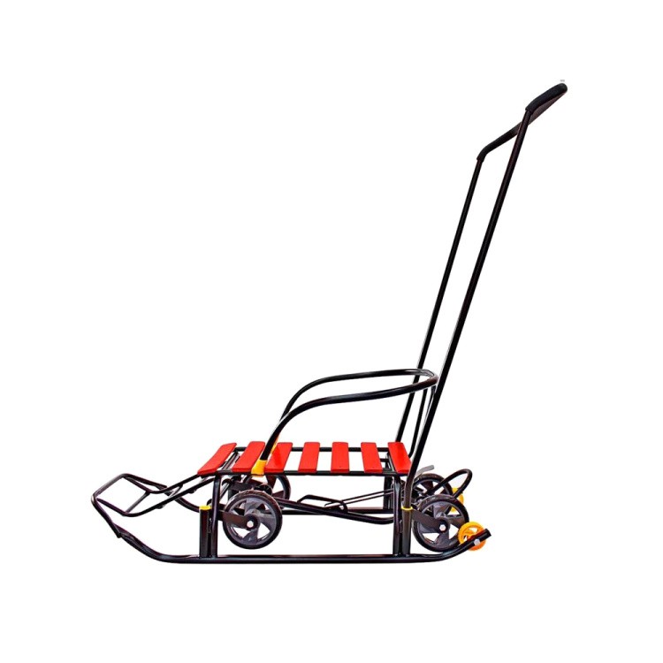 Санки детские Snow Black Auto красные рейки с колесами — картинка 6