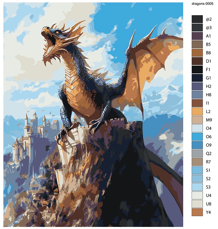 Картина по номерам «Ужасающий дракон на горе» — картинка 2