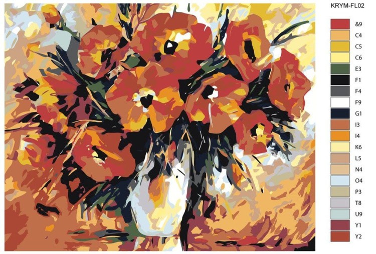 Картина по номерам «Букет маков» — картинка 2