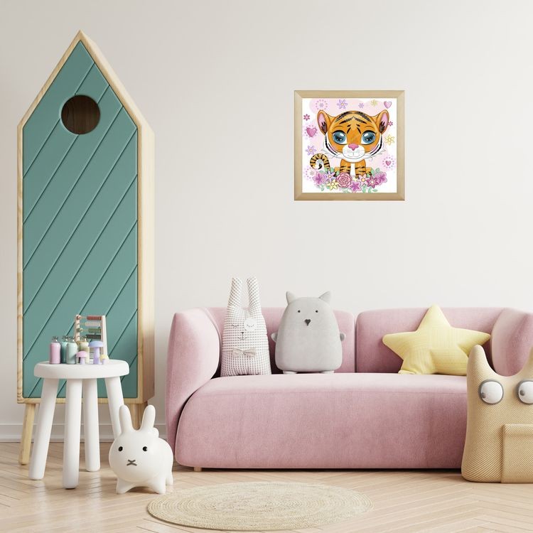 Картина по номерам «Тигренок с цветами» — картинка 4