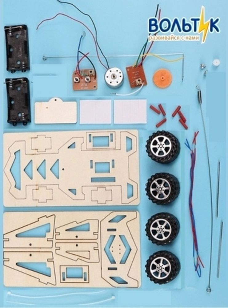 Деревянный конструктор с мотором «Машина на управлении» (задний привод) — картинка 4