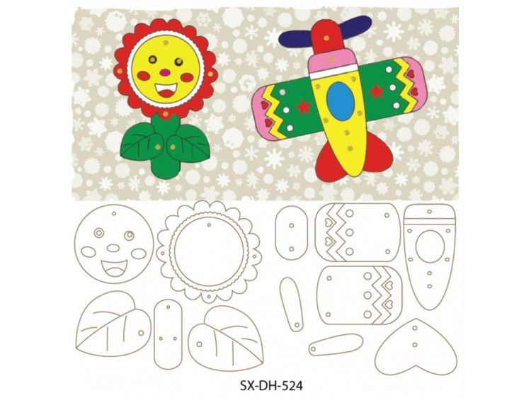 Мозаика «Цветочек и самолетик» (фигурки из картона) — картинка 2