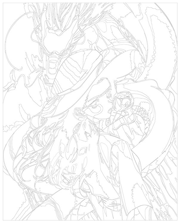 Картина по номерам «Аниме: Девушка в шляпе и белый дракон» — картинка 3