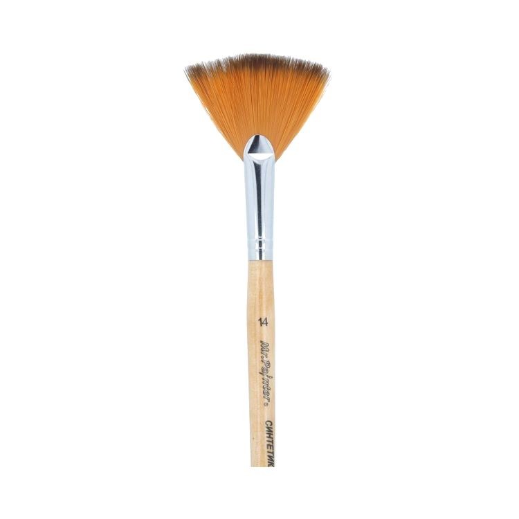 Кисть синтетика №14, веерная, 5 шт., короткая ручка, Mr.Painter — картинка 2