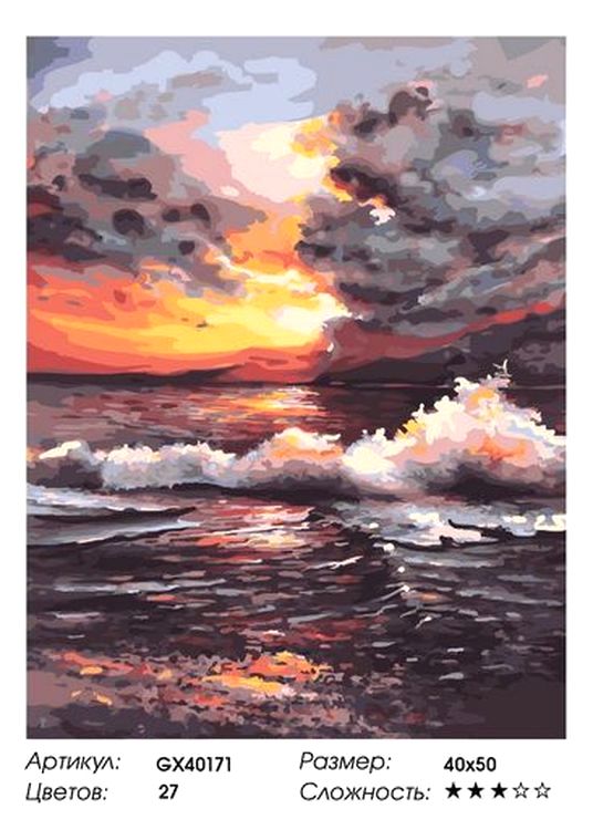 Картина по номерам «Вечерний прибой» — картинка 2