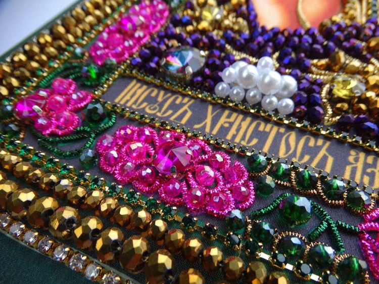 Набор для вышивания хрустальными камнями «Спас Лоза истинная» (акриловый жемчуг) — картинка 7