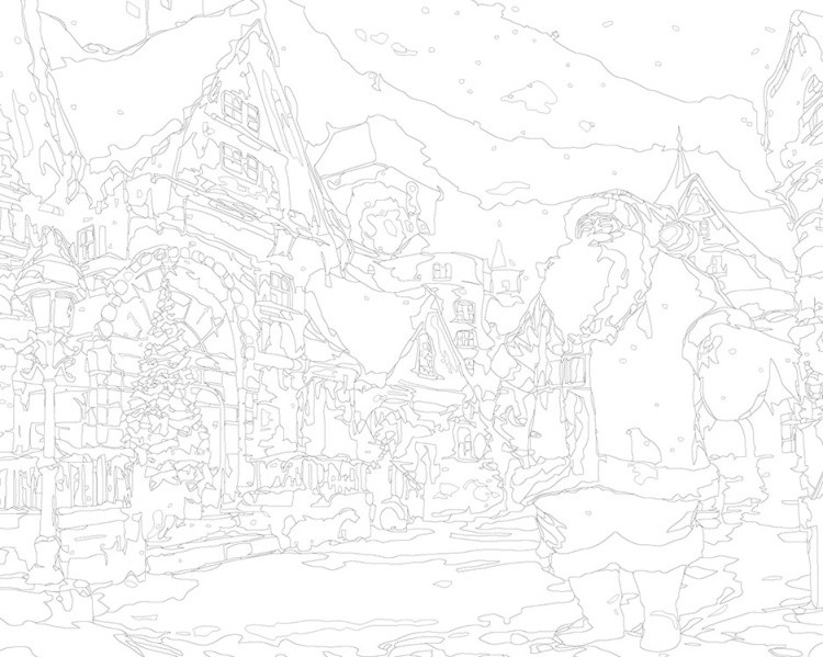 Картина по номерам «Новогодняя: Дед Мороз в зимнем городке 3» — картинка 3