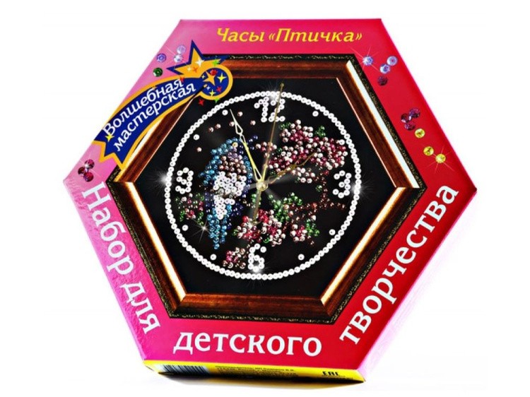 Мозаика из пайеток часы «Птичка» — картинка 2
