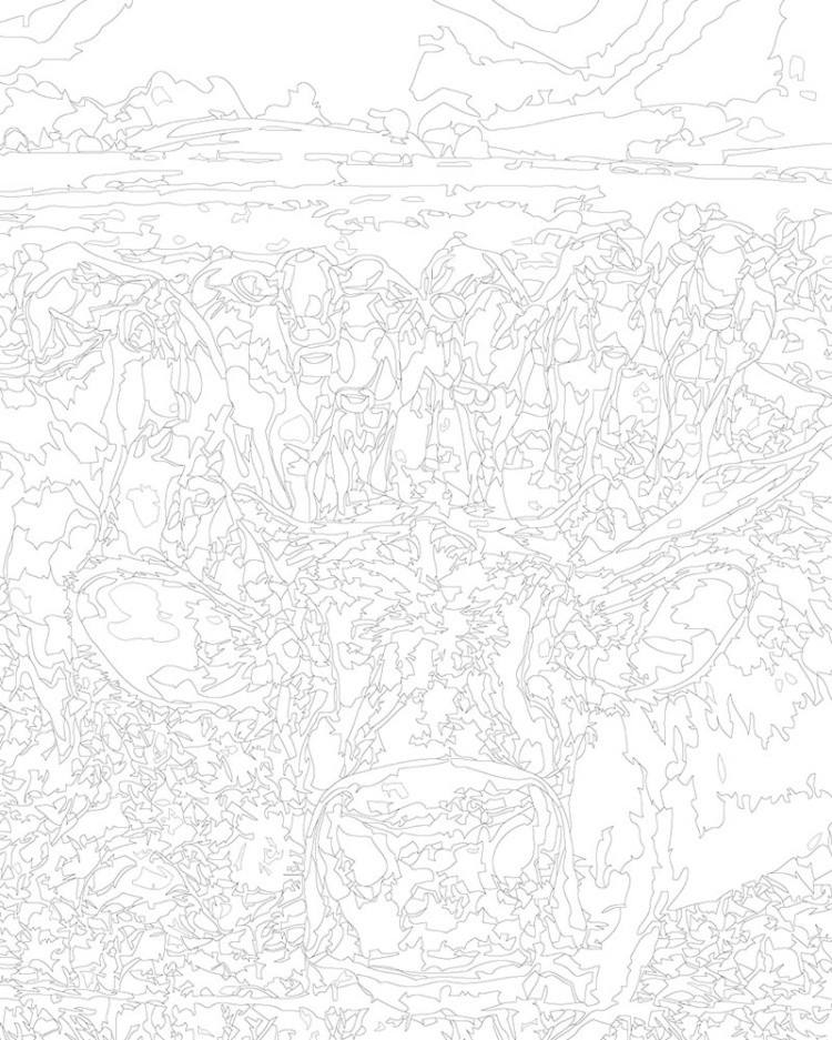 Картина по номерам «Животные: коровы пасутся на лугу в горах» — картинка 3