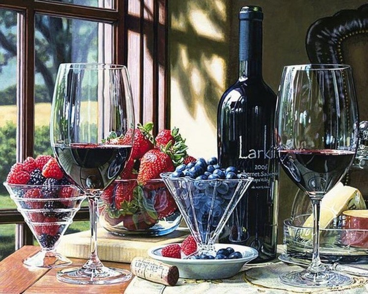 Картина по номерам «Вино и ягоды»