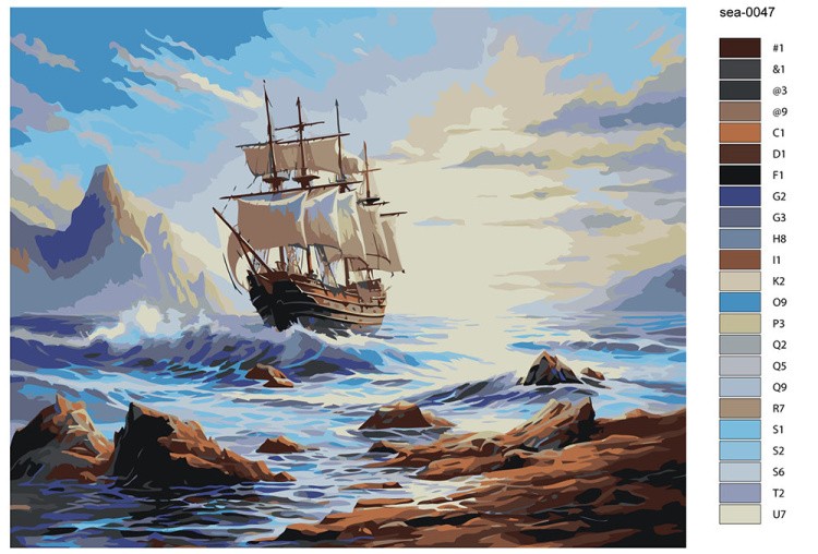 Картина по номерам «Море: Корабль на волнах» — картинка 2