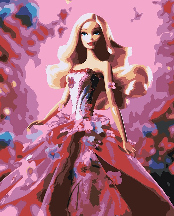 Картина по номерам «Барби: Кукла в розовом платье»