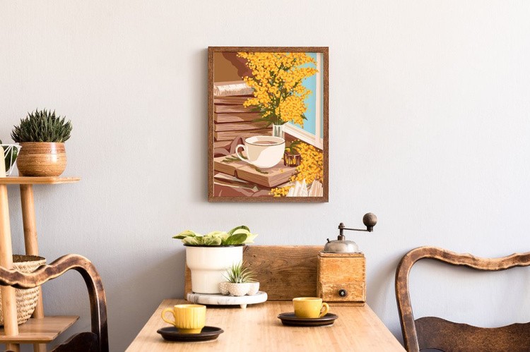 Картина по номерам «Натюрморт с букетом мимозы» — картинка 5