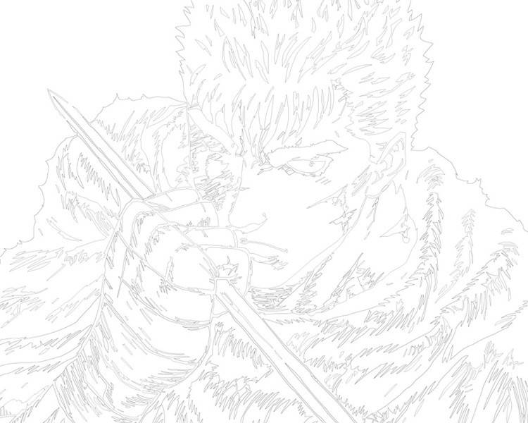 Картина по номерам «Берсерк Berserk манга аниме: Гатс чб» — картинка 3