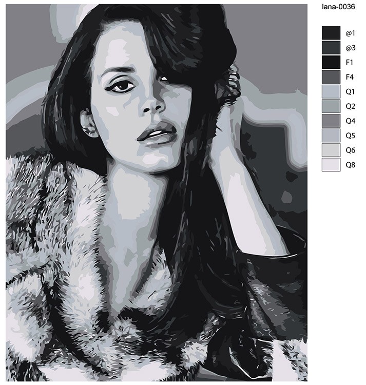 Картина по номерам «Lana Del Rey Лана Дель Рей: портрет чб» — картинка 2