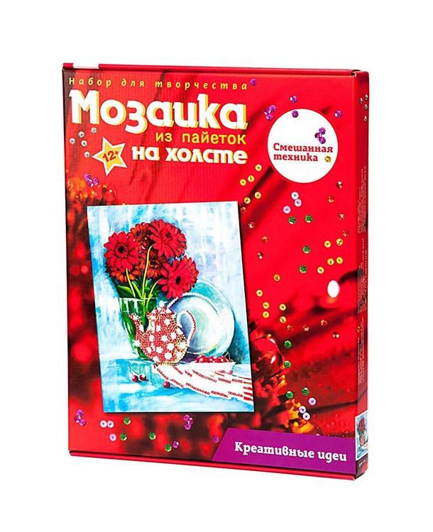 Картина на холсте из пайеток «Герберы» — картинка 3