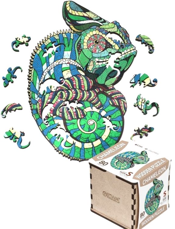 Деревянные фигурные пазлы «Хамелеон», Eco Wood Art — картинка 3