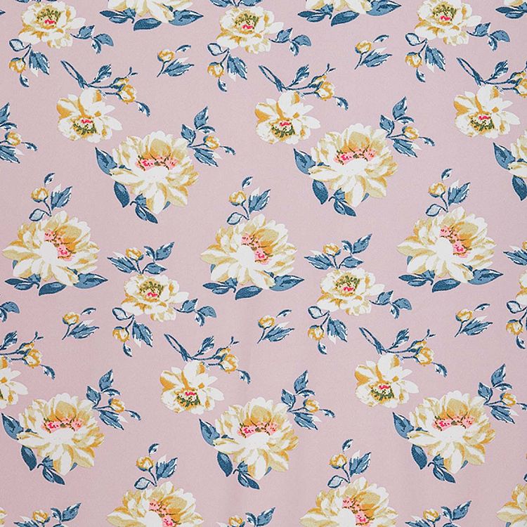 Ткань Софт, 5 м x 150 см, 105 г/м², цвет: бледно-розовый, цветочный принт, TBY — картинка 2