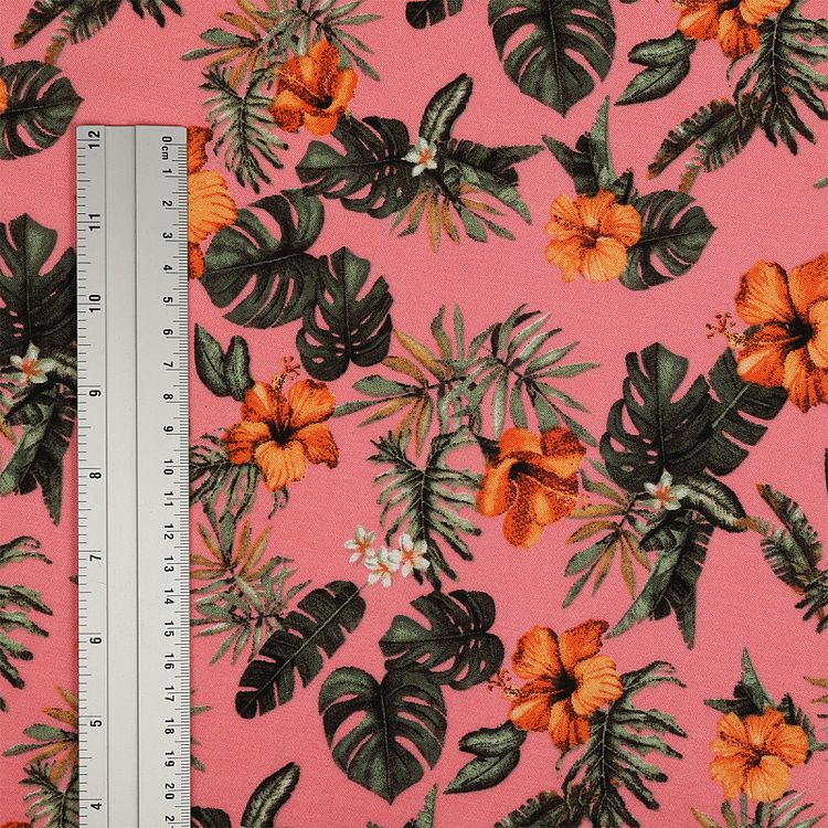 Ткань Штапель с рисунком, 5 м, ширина 145 см, 110 г/м2, цвет: с4 розовый, TBY — картинка 4