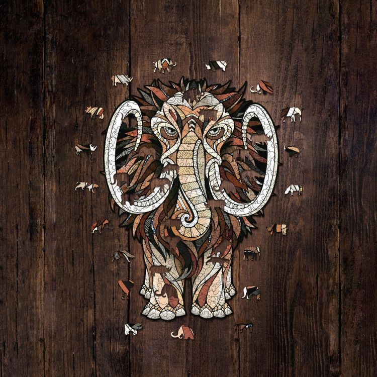 Деревянный, фигурный пазл EWA «Мастодон Мамонт L», 40x54 см — картинка 4