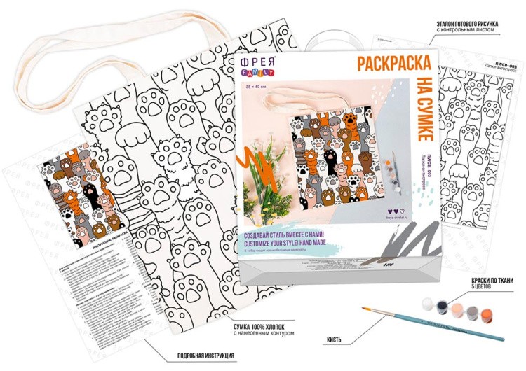 Раскраска на сумке «Лапки-антистресс», Фрея — картинка 3