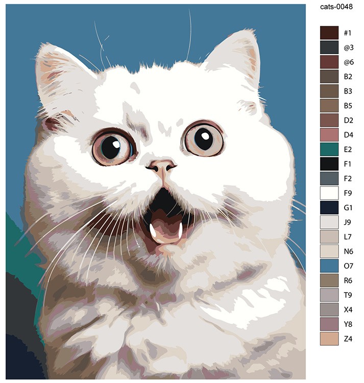 Картина по номерам «Удивленный белый кот» — картинка 2