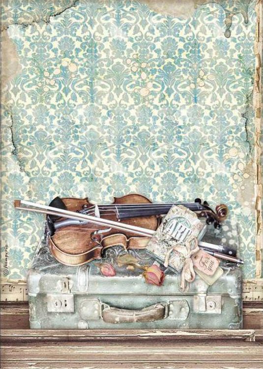 Бумага рисовая «Violin and travelling/Скрипка и путешествие», 21x29,7 см, Stamperia