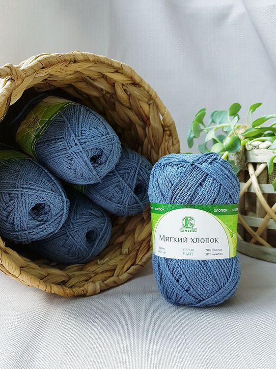 Пряжа Камтекс Мягкий хлопок (022), джинсовый, 5 шт. по 100 г — картинка 2