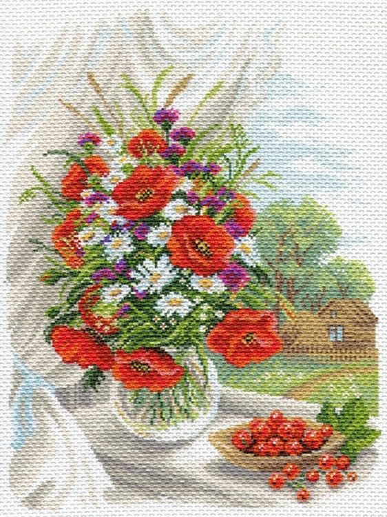 Рисунок на ткани «Полевые цветы»