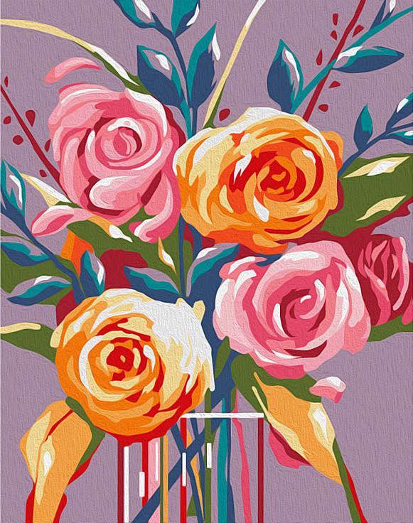 Картина по номерам «Нежные розы» (мини-раскраска)