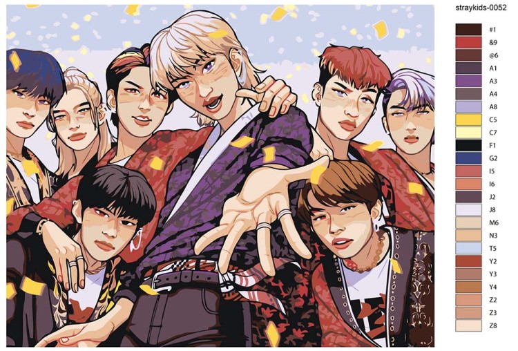 Картина по номерам «Stray Kids Стрей Кидс KPOP кпоп: Аниме» — картинка 2