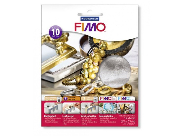 Серебряная фольга FIMO, 10 листов, 14x14 см