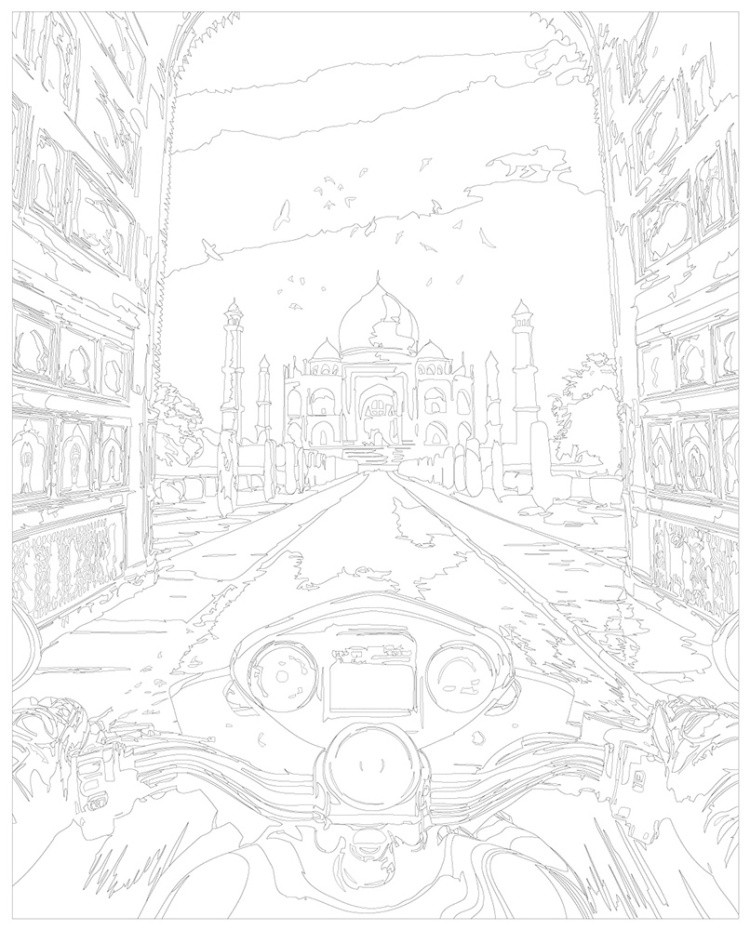 Картина по номерам Пейзаж Индия Тадж Махал и мотоцикл — картинка 3