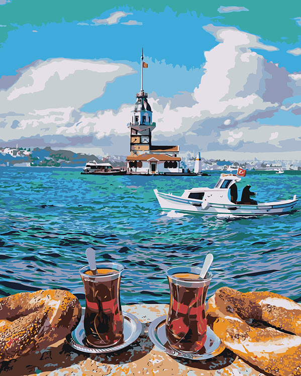 Картина по номерам «Стамбул, Турция: Девичья башня, море»