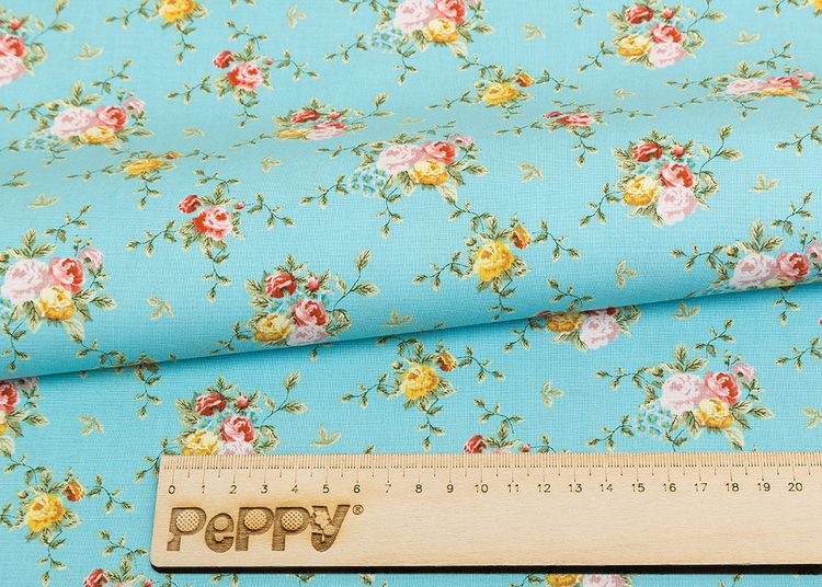 Ткань для пэчворка «ВЕРСАЛЬСКИЕ САДЫ», 50x55 см, 146 г/м2, 100% хлопок, цвет: ВС-02 голубой, принт, Peppy — картинка 2