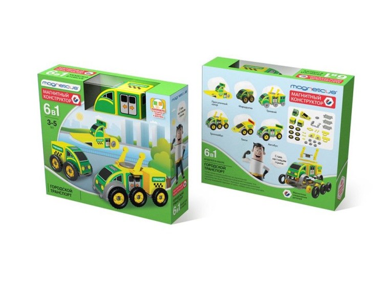 Магнитный конструктор «Городской транспорт», 6-в-1 — картинка 2