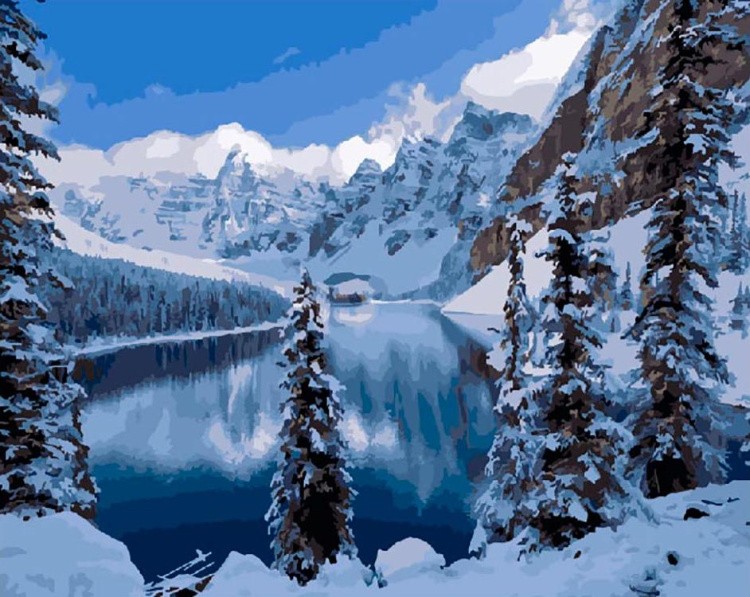 Картина по номерам «Зимние горы»