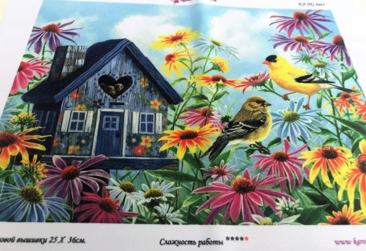 Вышивка лентами «Домик чижей» — картинка 3