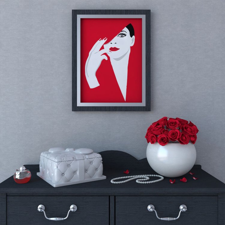 Картина по номерам «Девушка в красном» — картинка 2