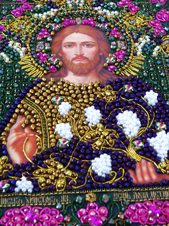 Набор для вышивания хрустальными камнями «Спас Лоза истинная» маленькая (акриловый жемчуг)  — картинка 10