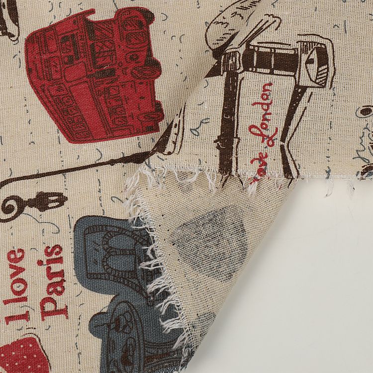 Ткань льняная, 1 м x 150 см, 140 г/м², цвет: молочный, принт, TBY — картинка 6