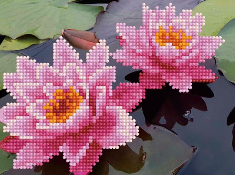 Алмазная вышивка «Розовые кувшинки» — картинка 2