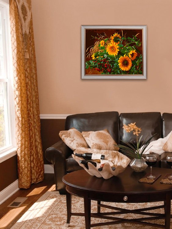 Картина по номерам «Букет с подсолнухами и калиной» — картинка 8