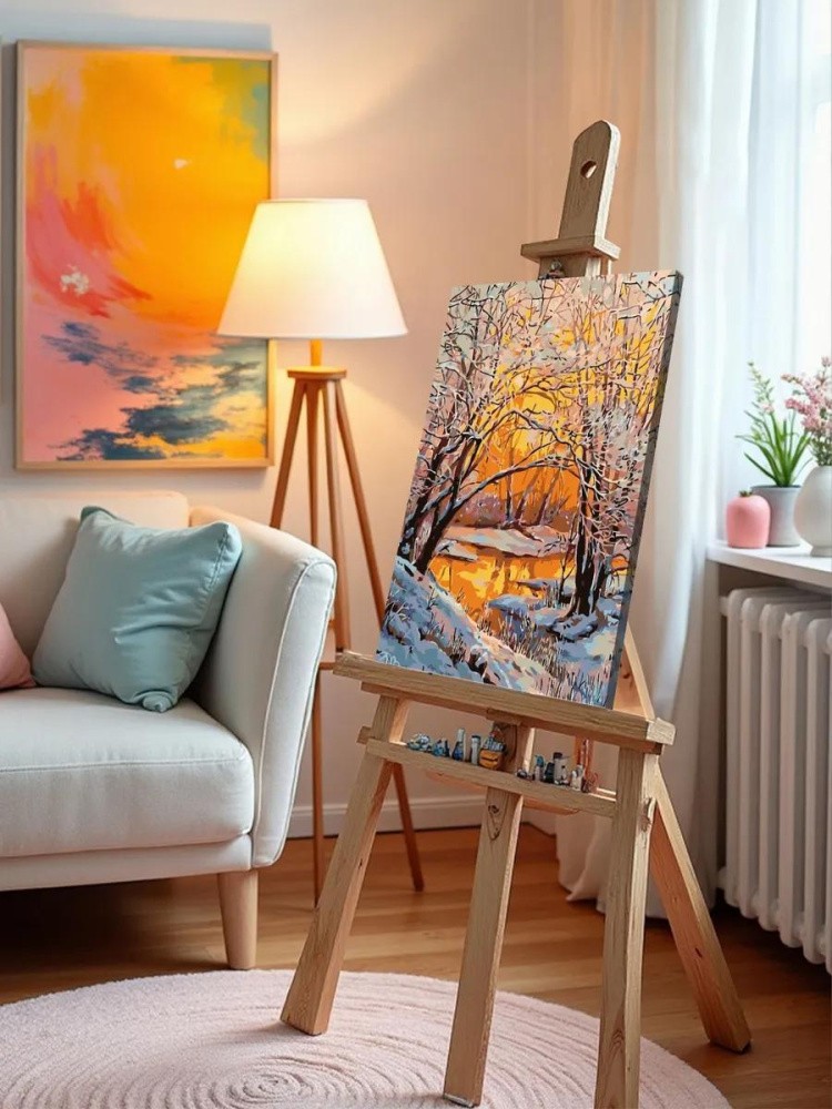 Картина по номерам «Закат в зимнем лесу» — картинка 9