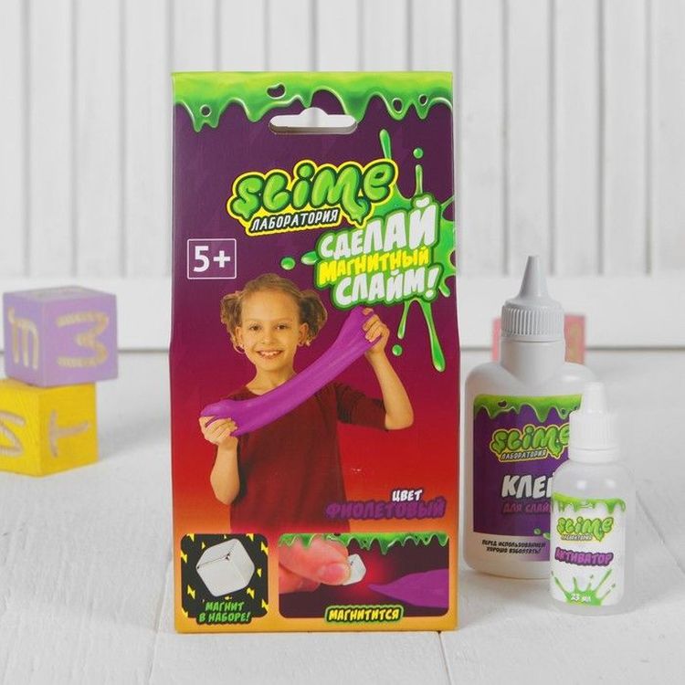 Малый набор для девочек Slime «Лаборатория», фиолетовый магнитный, 100 гр. — картинка 4