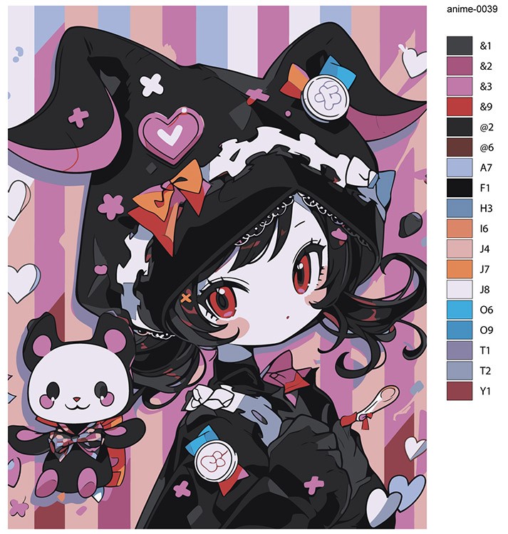 Картина по номерам «Аниме: Девушка в кигуруми и медвежонок» — картинка 2